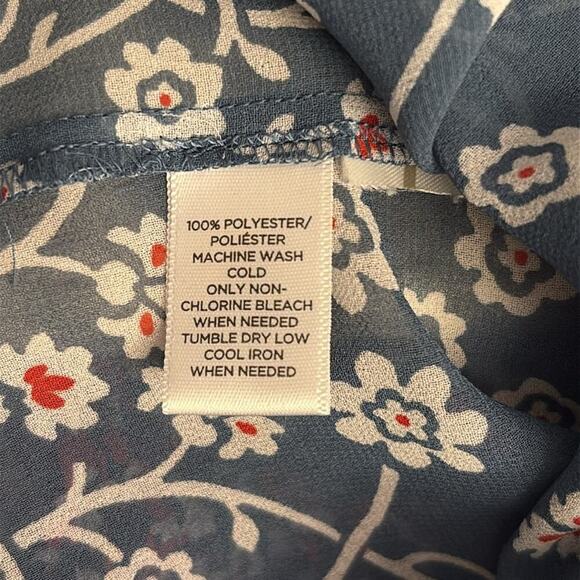Ann Taylor Loft Floral Blue Women's Ruffle Top XS - Picture 8 of 8